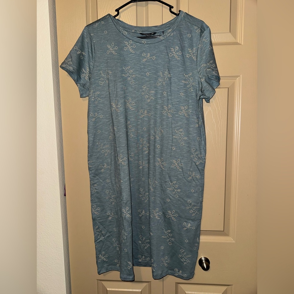 NWT - Toad&Co Windmere Ii Short Sleeve Dress - Blue Slate Stitch Print